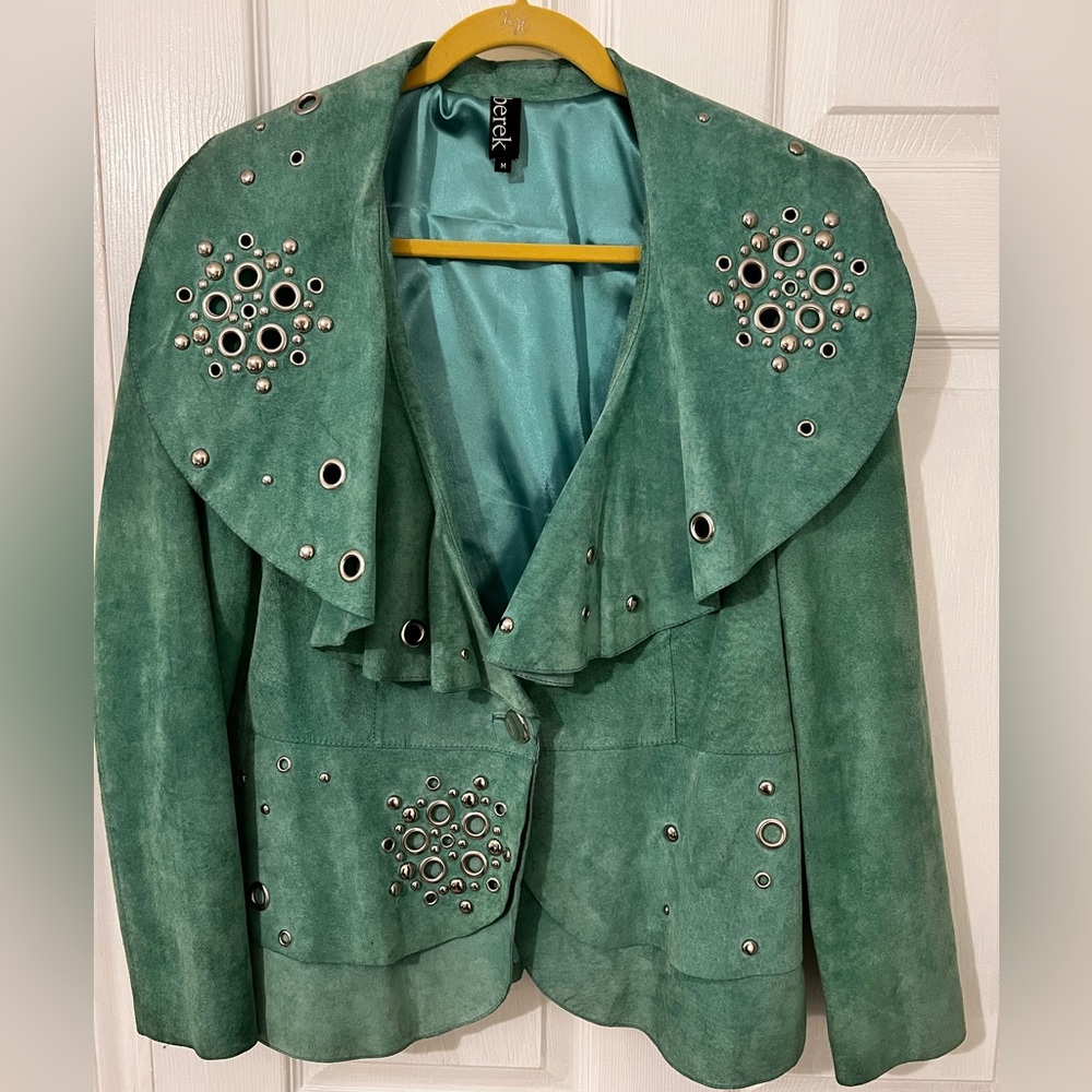 Turquoise 100% leather jacket